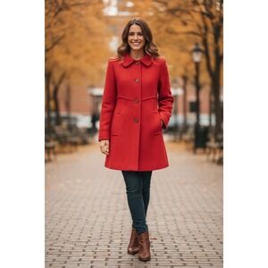 Tulle Anthropologie Textured Coat Red Retro Boucle Style Medium Retro